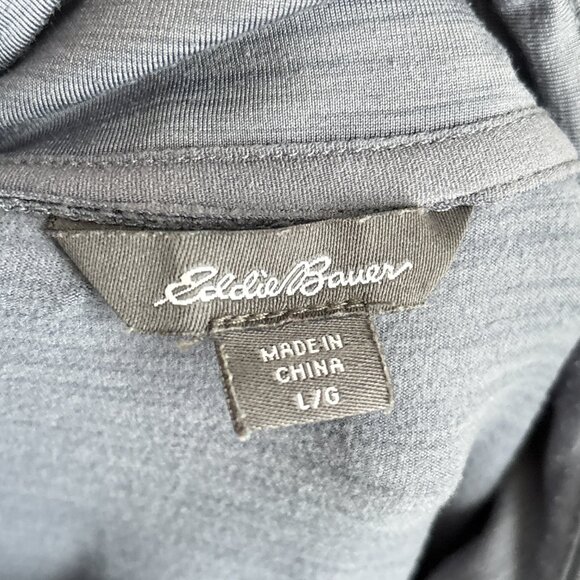 EDDIE BAUER 1/4 Zip Pullover in Lavender Space Dye - Pockets Thumbholes SZ L - Picture 7 of 11